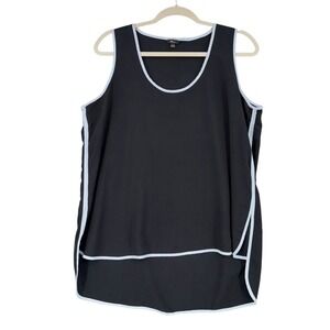 Milano Black Sleeveless Top Contrast Trim Layered Hi‎ Lo Women's Size L